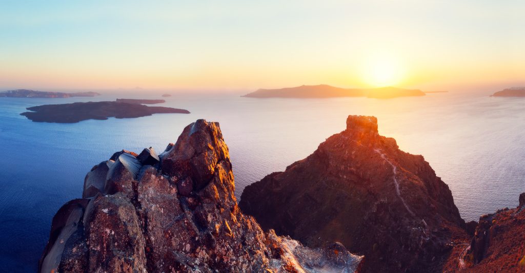 sunset in santorini from Imerovigli